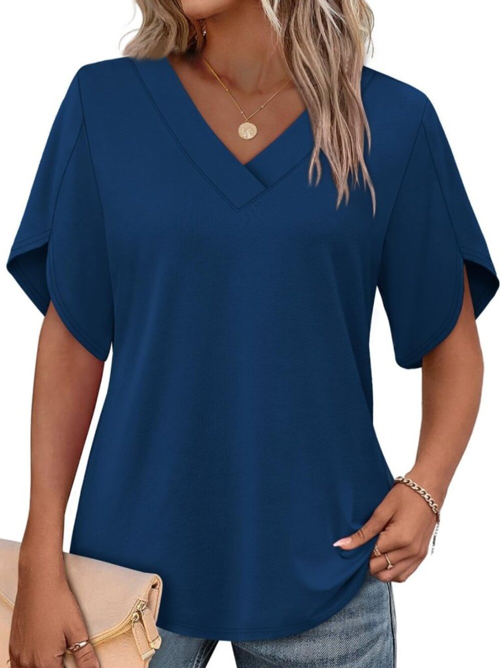 Summer Petal Sleeve V-Neck Top for Women | Stylish Casual Shirt | Trendy Summer